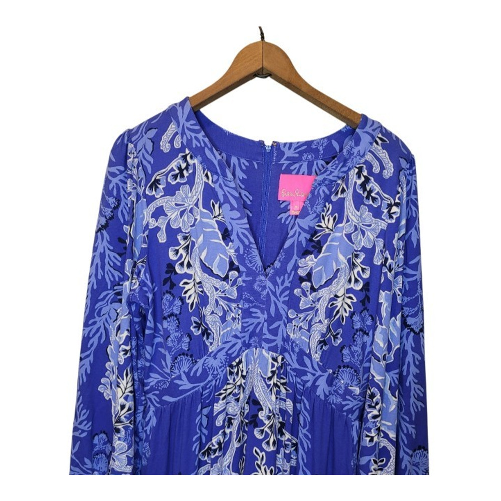 Lilly Pulitzer Blue & White V‑Neck Long Maxi Dress - Picture 4 of 13
